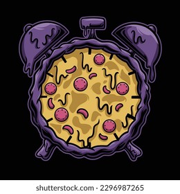 Reloj de tiempo de pizza en ilustración