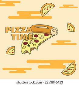 pizza time design vector banner