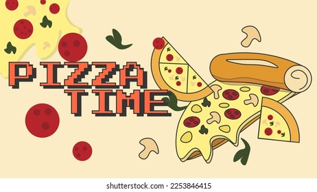 pizza time design vector banner