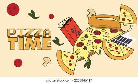 pizza time design vector banner
