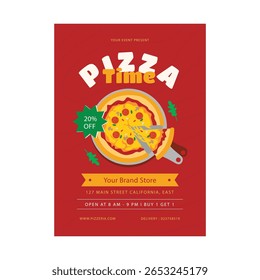 Projeto de modelo de cartaz de folheto de tempo de pizza