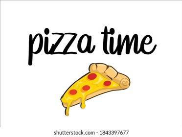 pizza time hand drawn vector design