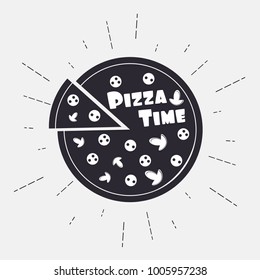 Pizza time, icon pizza, vector illustration.