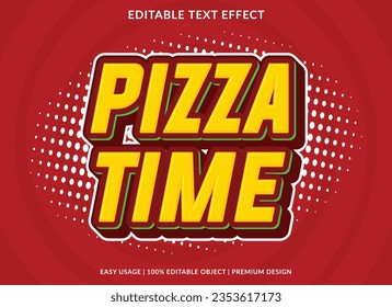 pizza time text effect template design with 3d style use for business brand and logo