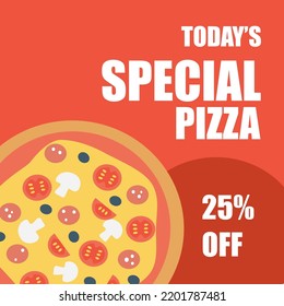 Pizza today's special banner vector illustration.