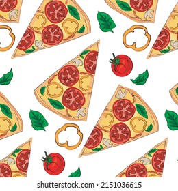 Pizza tomatoes basil boletus pepper pattern