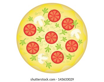 pizza with tomatoes and mushrooms