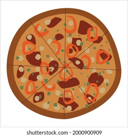  pizza con albahaca, pimiento, pimienta y champiñones. Gastronomía rápida de Estados Unidos