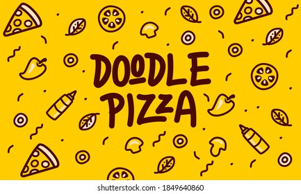 pizza topping doodle pattern vector