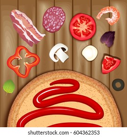 Pizza topping. Realistic vector illustration.
