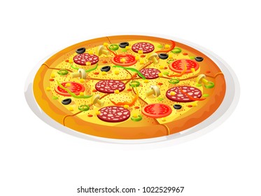 Pizza traditional . Vector illustration