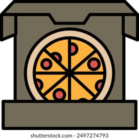 A pizza tray in line icon style