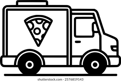 Pizza truck sign, symbol, vector, art