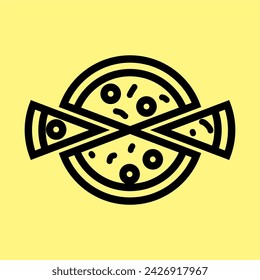 Pizza With Two Slices Icon Vector Illustration