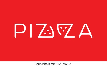 Logo tipográfico de pizza con fondo de color rojo 