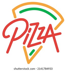 Pizza Typography Logo Vector, word retro line icon