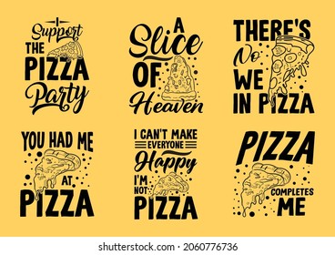 Pizza Typography SVG T Shirt Design Bundle, Pizza T Shirt Design With Graphics, Pizza Shirt, Pizza Typography Quotes,