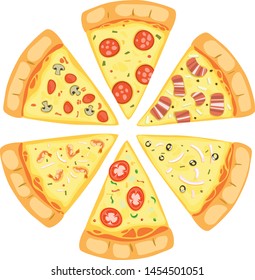 Pizza Variant Illustration concept suitable for background, banner, web landing page, menu list