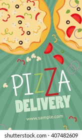 Pizza vector advertisement banner. Pizza delivery service. 