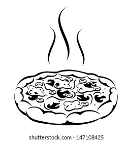 Pizza. Vector black silhouette.