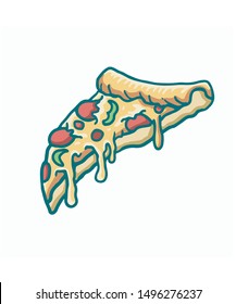 Pizza vector with cartoon style illustration. restaurant pizza will be fit