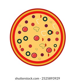 design de vetor de pizza fast food personalizado, vegetal, cozinhar tomates fundo branco
