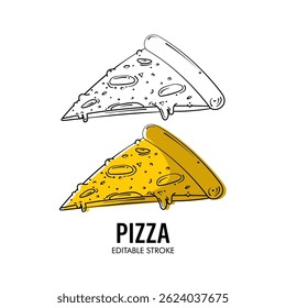 Pizza vector design illustration with white background. Editable stroke