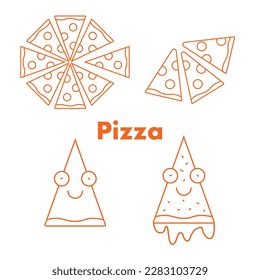 Pizza Vector Drawing Slices Sketch
