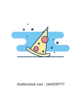 Pizza vector flat design. Fast food vector illustration. For sticker, icon, web line page and more.