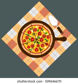 Pizza vector flat icon isolated on dark background.