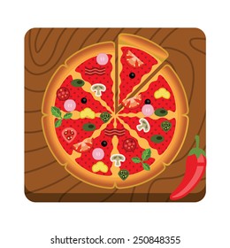 Pizza vector flat illustration