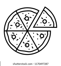 Pizza. Vector flat outline icon illustration isolated on white background.