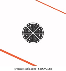 Pizza vector grey icon on white background. Pizza symbol stock   illustration. Business picture.