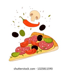 Pizza. Vector hand-drawn sketch
