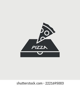 Pizza-Vektorsymbol-Pizzakiste mit Stück