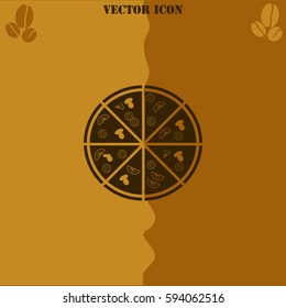 Pizza vector  icon Coffee symbol background.