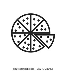 Pizza vector icon. pizza design icon line. pizza sign pictogram. pictogram symbolpizza.
