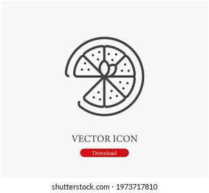 Pizza vector icon.  Editable stroke. Symbol in Line Art Style for Design, Presentation, Website or Apps Elements. Pixel vector graphics - Vector