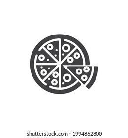 Icono vector de pizza. signo plano relleno para concepto móvil y diseño web. Icono de pizza italiana. Símbolo, ilustración del logotipo. Gráficos vectoriales