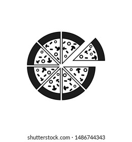 Pizza vector icon. Icon Pizza in flat style isolated on white background.
