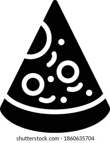 Pizza Vector Icon in Glyph Style. Pizza is a dish of Italian origin consisting of a flattened disk of bread dough topped with tomatoes, cheese, and other ingredients Icon for App, Website, or Game