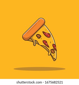 Pizza Vector Icon Illustration. Fast Food Collection. Food Icon Concept White Isolated. Flat Cartoon Style Suitable for Web Landing Page; Banner; Sticker; Background