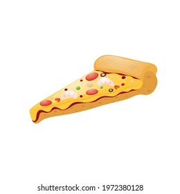 Pizza Vector Icon Illustration. Fast Food Collection. Food Icon Concept White Isolated. 