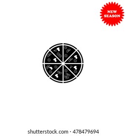 Pizza vector icon isolated on white background.