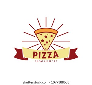 pizza vector icon logo design template for restaurant and cafe bistro
