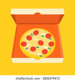 Icono vector de pizza. Cajero abierto con pizza. Comida rápida. Ilustración vectorial.