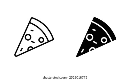 Icono de Vector de pizza en color blanco y negro.