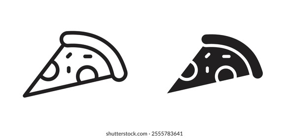 Pizza vector icon set in black color.