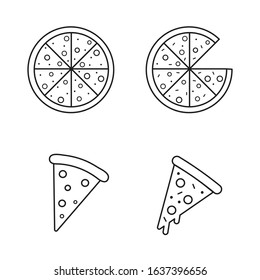 Pizza Vector Icon Set Illustration isolated on white background for graphics and web design.