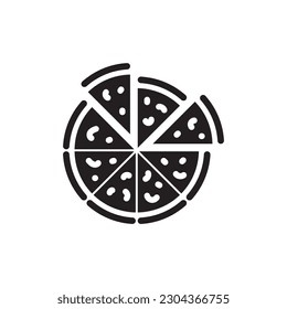 Icono vector de pizza. Diseño de letreros planos de Pizza en rodajas. Pictograma con símbolo de pizza. icono de interfaz de usuario de UX